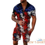 mens fashion leisure 4th of july seaside beach holiday zipper shirt short set 3.jpg
