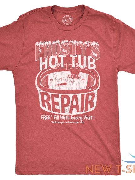 mens frostys hot tub repair t shirt funny xmas season snowman service joke tee 0.jpg