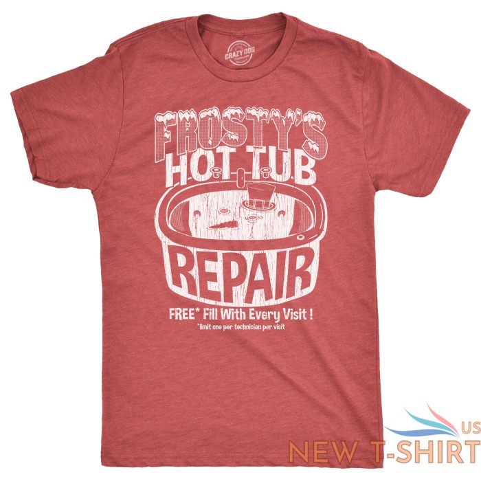 mens frostys hot tub repair t shirt funny xmas season snowman service joke tee 0.jpg