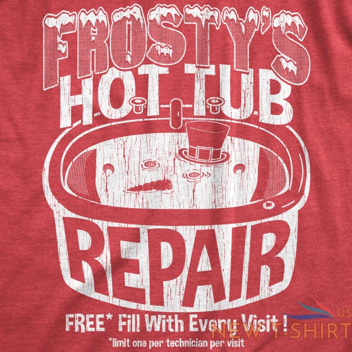 mens frostys hot tub repair t shirt funny xmas season snowman service joke tee 1.jpg