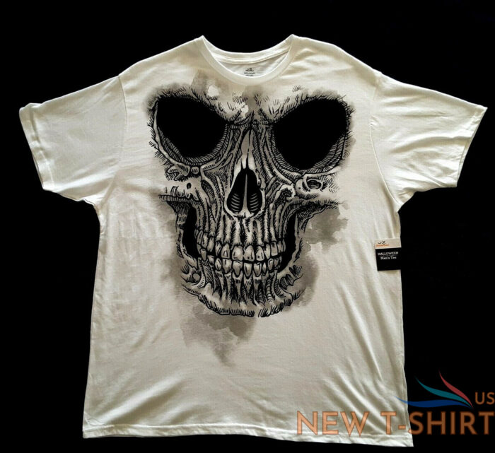 mens halloween skeleton sketchy skull graphic t shirt 2xl 50 52 white black 3.jpg