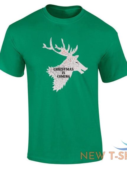mens reindeer christmas is coming printed xmas t shirt novelty top tees 0.jpg