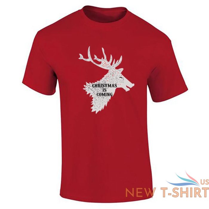 mens reindeer christmas is coming printed xmas t shirt novelty top tees 3.jpg