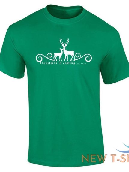 mens reindeer print christmas is coming t shirt boys short sleeve xmas top 0.jpg