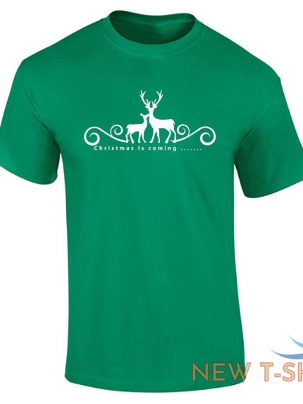 mens reindeer print christmas is coming t shirt boys short sleeve xmas top 1.jpg