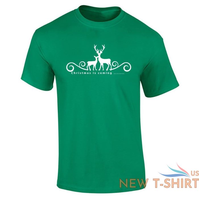 mens reindeer print christmas is coming t shirt boys short sleeve xmas top 1.jpg