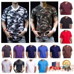 mens t shirt big and tall heavy weight v neck camo plain solid active tee s 5x 1.jpg