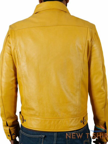 mens yellow color premium jacket genuine lambskin leather casual biker jacket 1.jpg