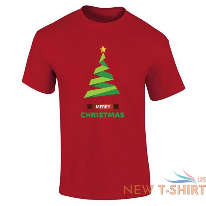 merry christmas print tree t shirt boys short sleeve top cotton tee mens xmas 2.jpg