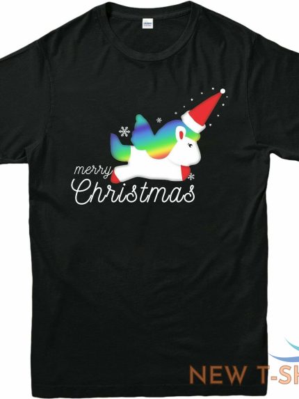 merry chrstmas dabbing rainbow unicorn printed t shirt xmas 2021 celebration tee 1.jpg