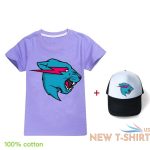 mr beast lightning cat t shirt baseball cap suits kids cotton short sleeve tops 5.jpg