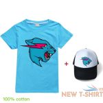 mr beast lightning cat t shirt baseball cap suits kids cotton short sleeve tops 9.jpg