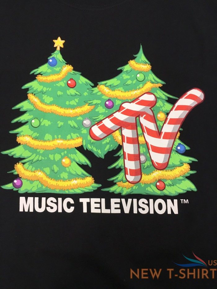 mtv music television licensed christmas tree holiday black t shirt new w tag 2.jpg