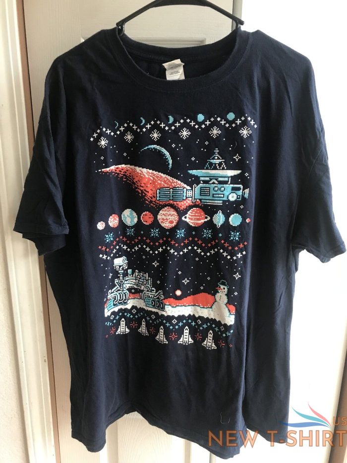 new mens navy gildan christmas retro atari mega man x mas t shirt santa sz 2xl 0.jpg