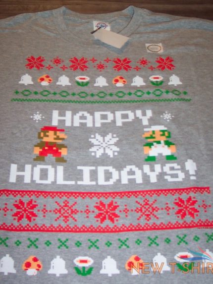 nintendo super mario bros christmas sweater style t shirt mens xl new luigi 0.jpg