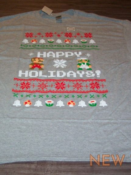 nintendo super mario bros christmas sweater style t shirt mens xl new luigi 1.jpg