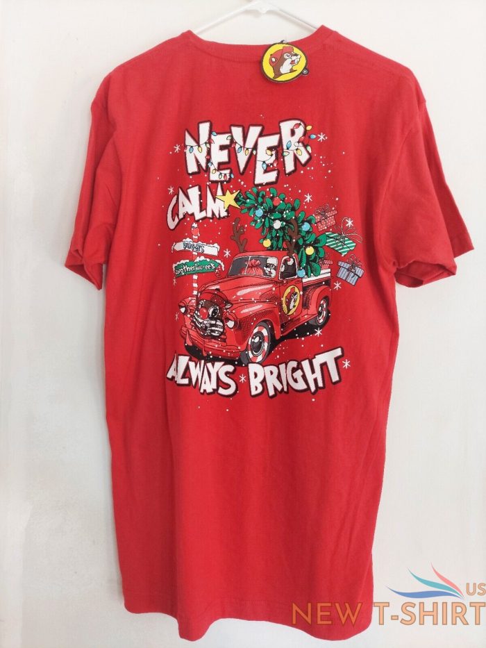 nwt buc ees christmas holiday t shirt red size large never calm always bright 0.jpg