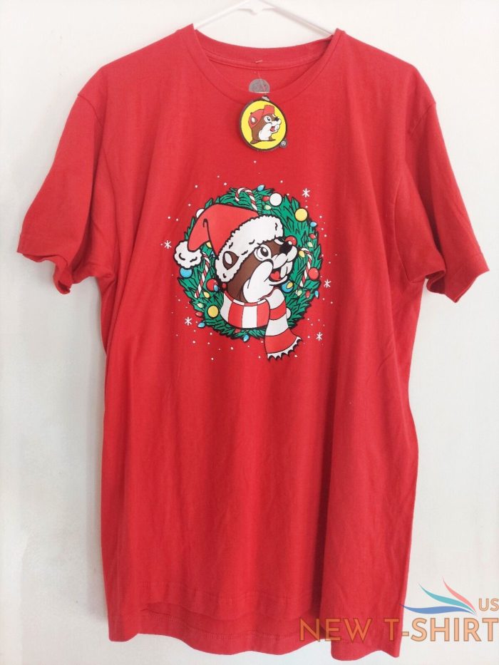 nwt buc ees christmas holiday t shirt red size large never calm always bright 1.jpg