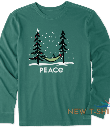 nwt men s life is good peace hammock santa hat christmas green ls crusher tee 1.png