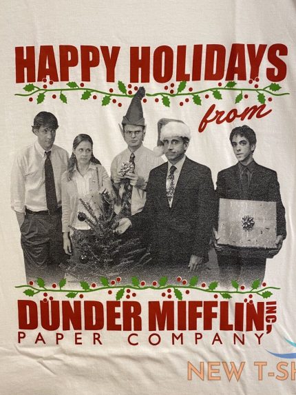 nwt the office happy holidays from dunder mifflin christmas graphic tee shirt s 1.jpg