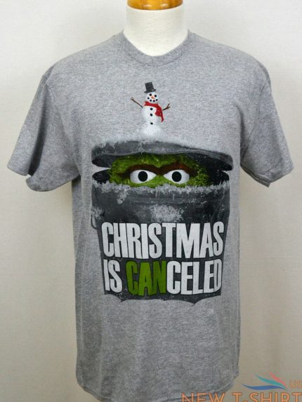 oscar the grouch t shirt sesame street xmas canceled graphic tee hthr gray nwt 0.jpg