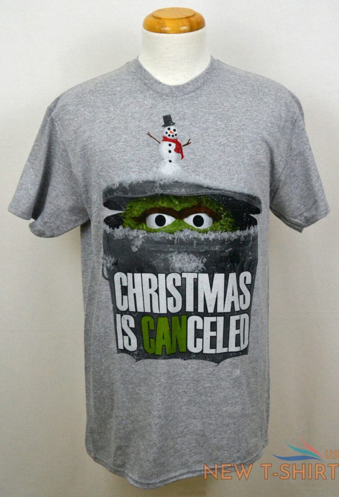 oscar the grouch t shirt sesame street xmas canceled graphic tee hthr gray nwt 0.jpg