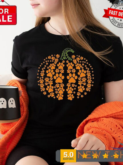 paw pumpkin shirt pumpkin cat dog shirt paw print t shirt halloween tee 0.jpg