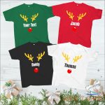 personalised christmas t shirt your text red nose reindeer horns xmas shirt 0.jpg