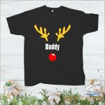 personalised christmas t shirt your text red nose reindeer horns xmas shirt 1.jpg