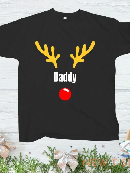 personalised christmas t shirt your text red nose reindeer horns xmas shirt 1.jpg