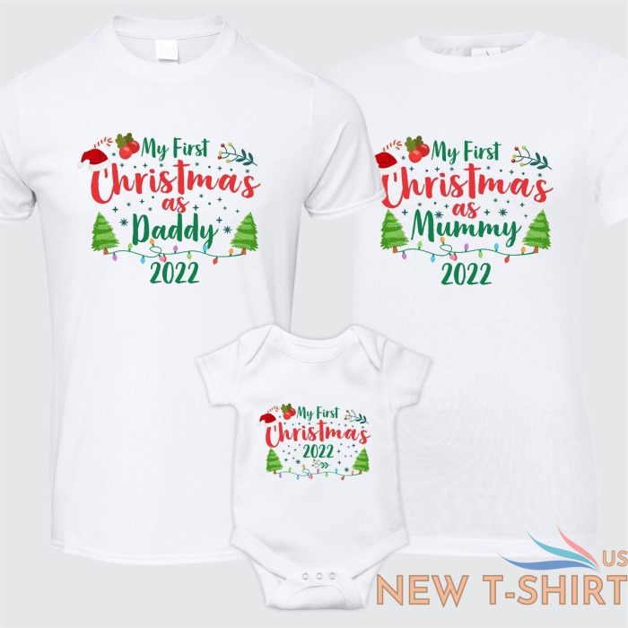 personalised first christmas tshirt family mummy daddy baby suit adult xmas gift 0.jpg