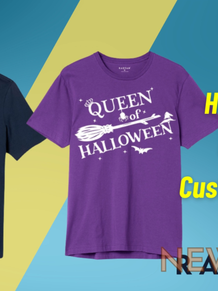 pumpkin and queen of halloween multi color choices radyan custom t shirt 1.png