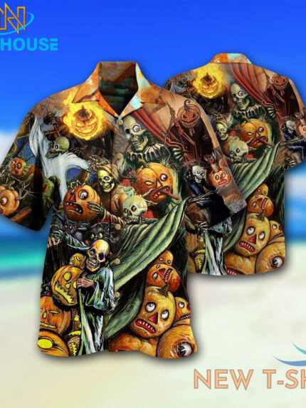 pumpkin halloween hawaiian shirt 3d aloha party skeleton summer men s 0.jpg