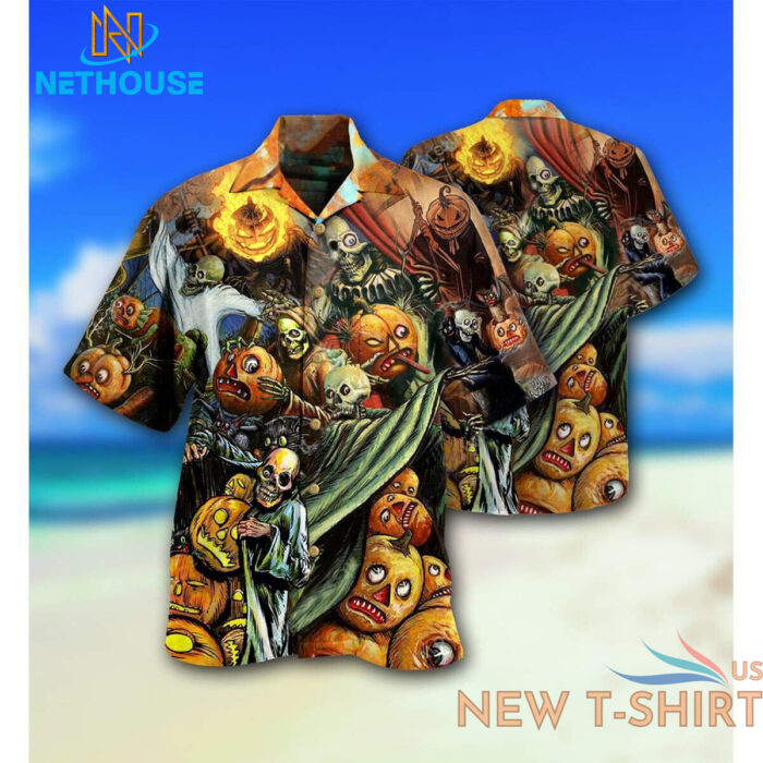 pumpkin halloween hawaiian shirt 3d aloha party skeleton summer men s 0.jpg