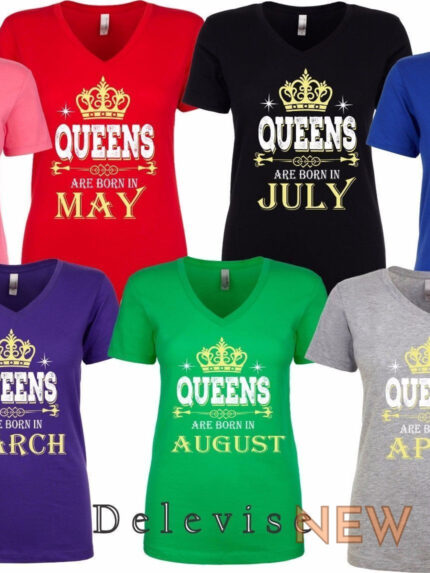 queens are born in custom birthday month halloween christmas women vneck t shirt 0.jpg