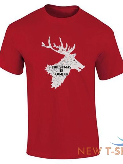 reindeer christmas is coming print tee xmas t shirt mens boys short sleeve top 0.jpg