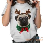 reindeer pug christmas holiday santa claus adult short sleeve crew t shirt 0.jpg