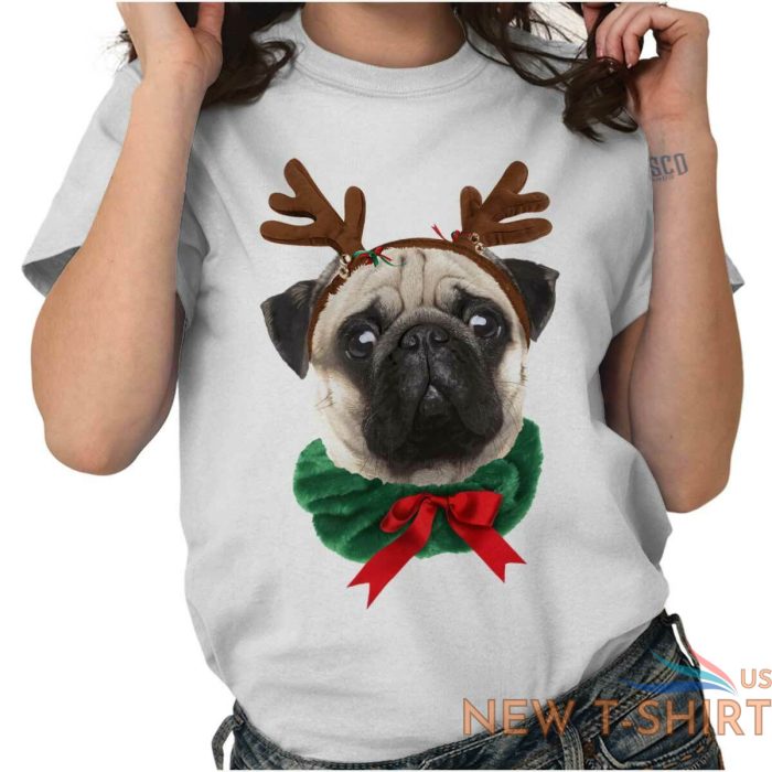 reindeer pug christmas holiday santa claus adult short sleeve crew t shirt 7.jpg