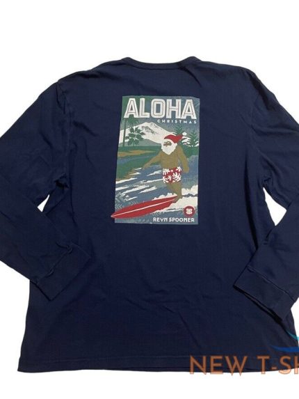 reyn spooner mens xl aloha christmas surfing santa long sleeve navy t shirt 1.jpg