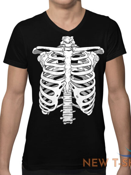 ribcage skeleton bones halloween funny costume idea men s v neck t shirt 0.jpg