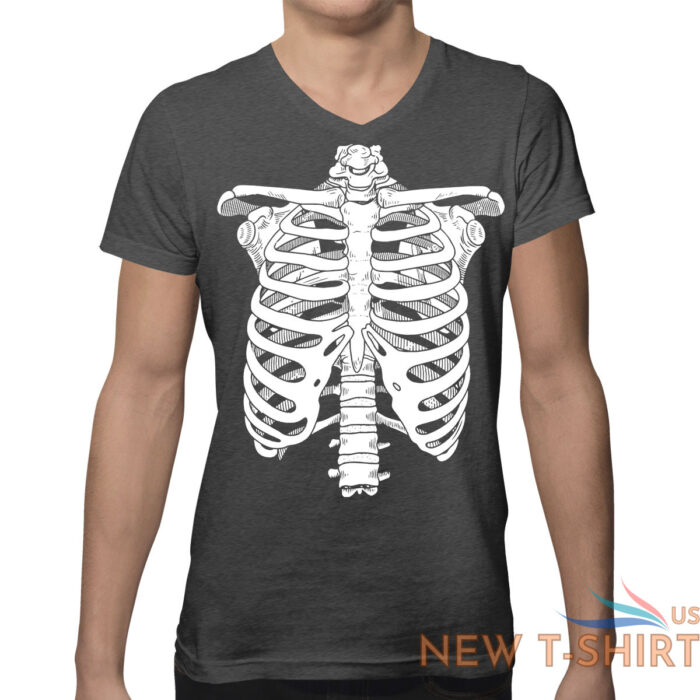 ribcage skeleton bones halloween funny costume idea men s v neck t shirt 2.jpg