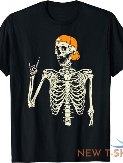 rocker skeleton cap skater cool halloween rock gift unisex t shirt 1.jpg