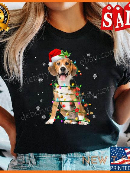 santa beagle christmas tree light pajama dog x mas matching t shirt 0.jpg