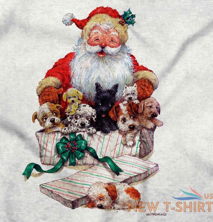 santa claus puppy christmas dog xmas gift long sleeve tshirt tee for women 1.jpg