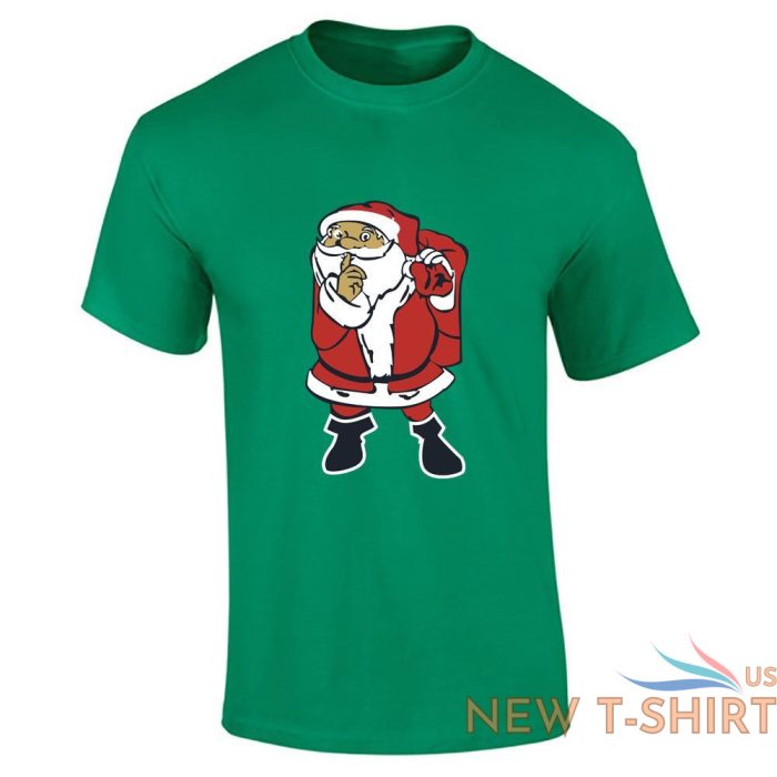 santa claus shshsh print t shirt mens boys christmas short sleeve top cotton tee 3.jpg