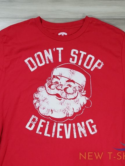 santa claus t shirt mens large red dont stop believing in kris kringle christmas 1.jpg