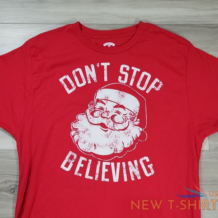 santa claus t shirt mens large red dont stop believing in kris kringle christmas 1.jpg