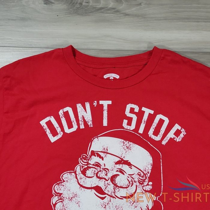 santa claus t shirt mens large red dont stop believing in kris kringle christmas 3.jpg