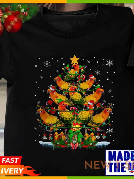 santa elf reindeer sun conure christmas tree cute xmas lights bird t shirt s 5xl 0.jpg