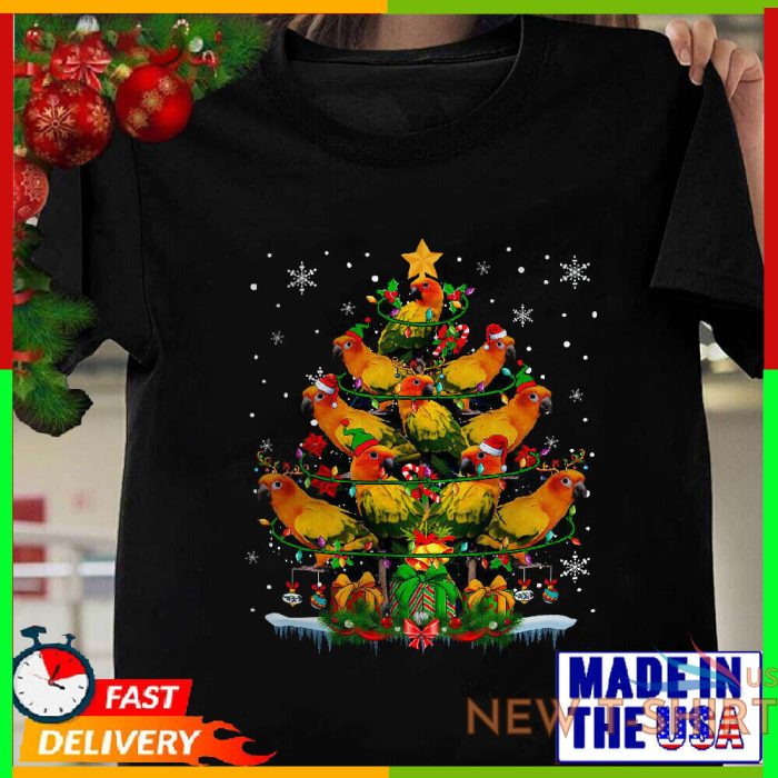 santa elf reindeer sun conure christmas tree cute xmas lights bird t shirt s 5xl 0.jpg